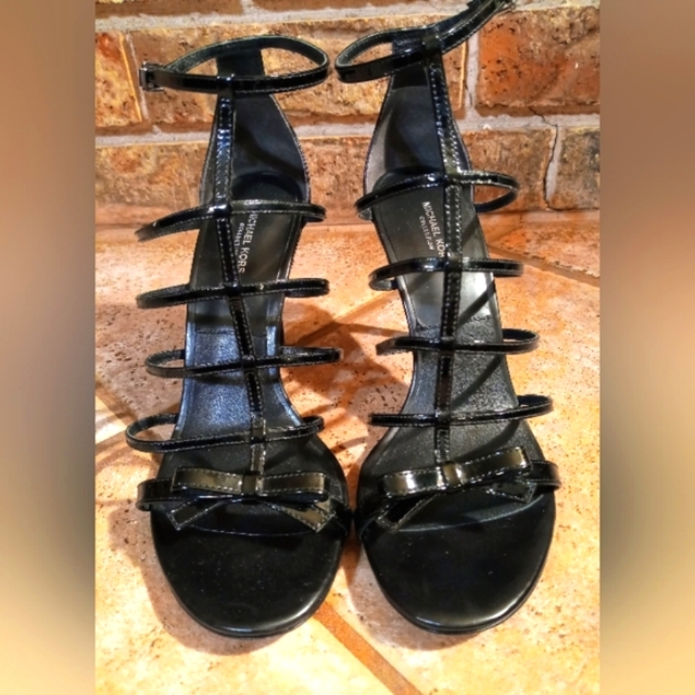 Michael Kors Patent Leather Bow High Heel Sandals